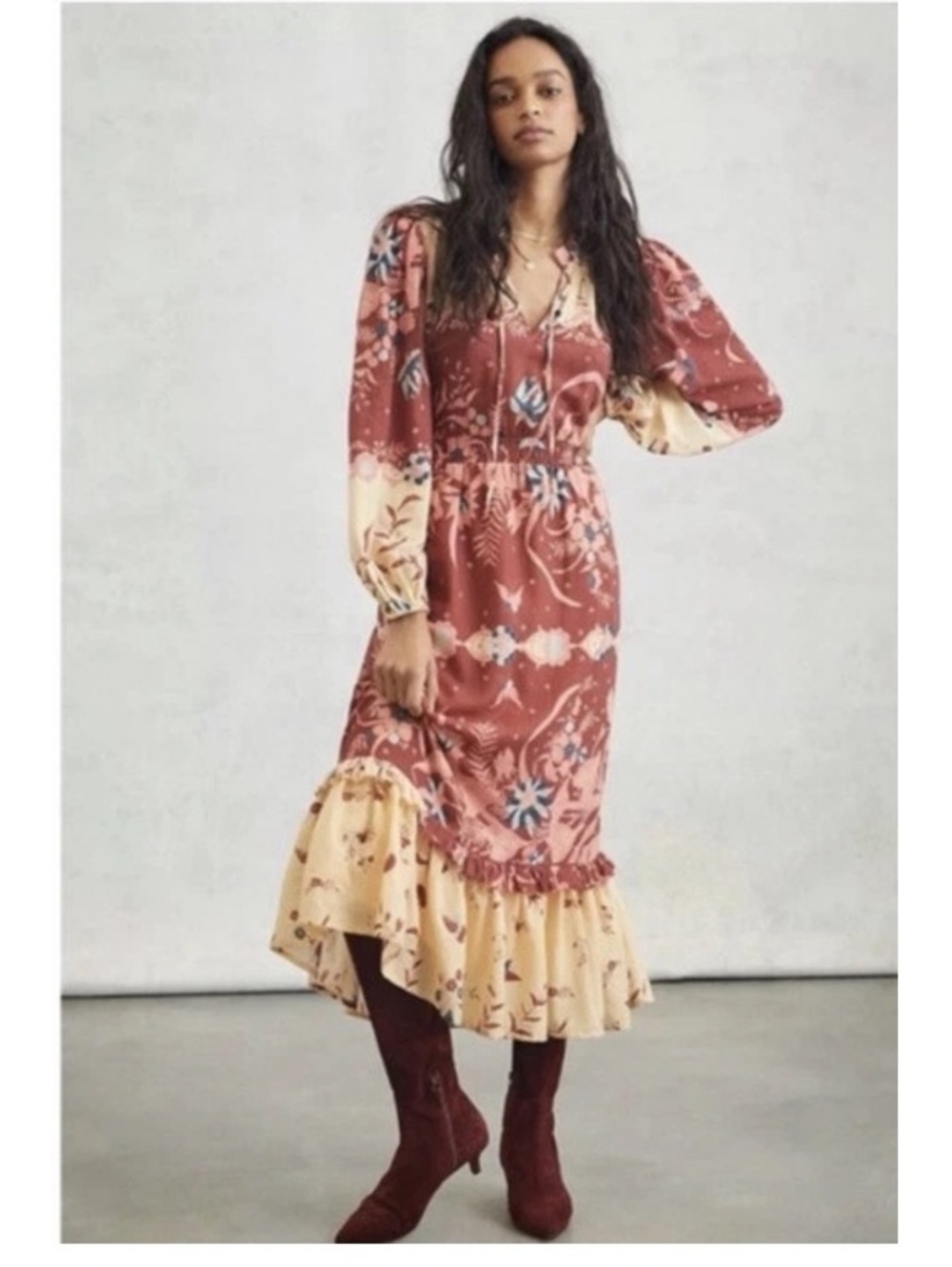 Anthropologie Othilia Carmela Maxi Dress Boho Festival Prairie S